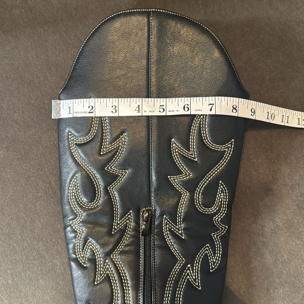 Women’s Black Western Cowgirl Boots Knee High Pointed Toe Side Zip Size 11 NEW - Picture 12 of 16